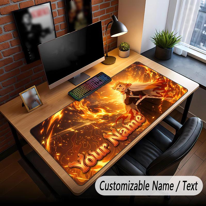 Custom Name Extended Mouse Pad,Demon Slayer Gaming Desk Mat For Home Office Desktop Decor