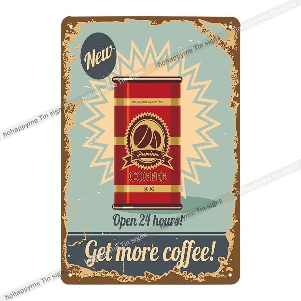 Coffee Vintage Signs Tin Metal Art Iron Painting Decoration Cafe Pub Club Bar Retro Poster Wall Stickers Home Decor 20x30cm