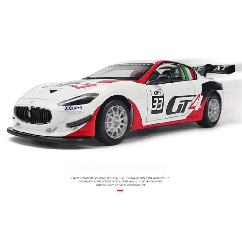 1/32 Maserati GranTurismo MC GT4 Модель легкосплавного автомобиля с инерционным механизмом, звуком и светом, детская подарочная коллекция, литая игрушечная модель