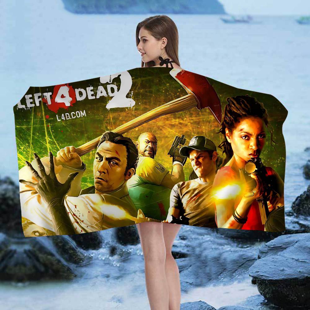 Горячая игра Left 4 Dead Большие пляжные полотенца из микрофибры Быстросохнущее полотенце Песчаные пляжные полотенца Полотенце для бассейна для путешествий Плавание Бассейн Йога