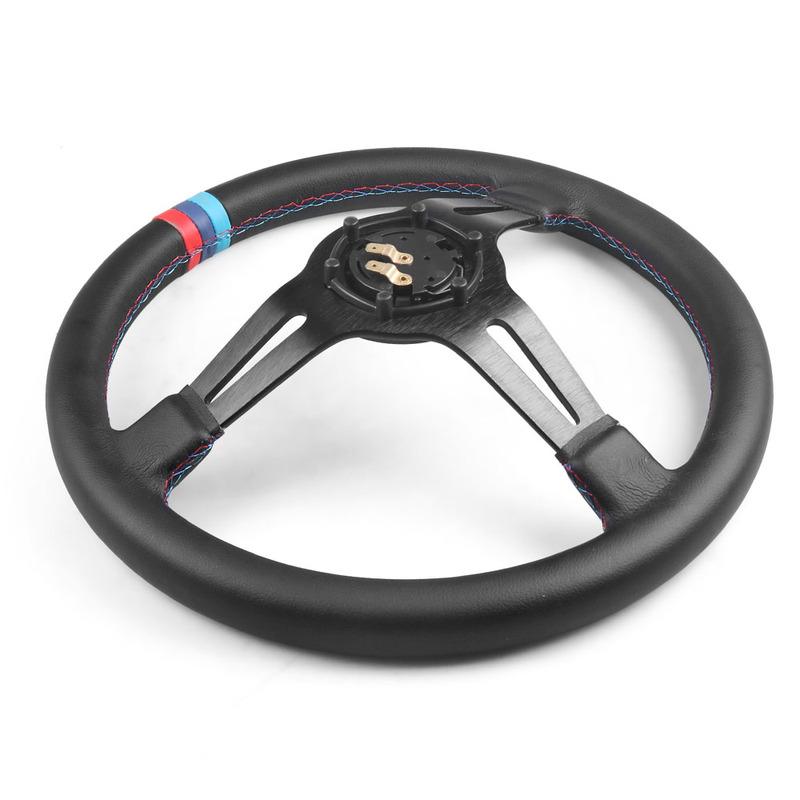 13.5Inch Racing Steering Wheel Drift Microfiber Leather Three Colors Stitching Fit Car and Simulation PC Game