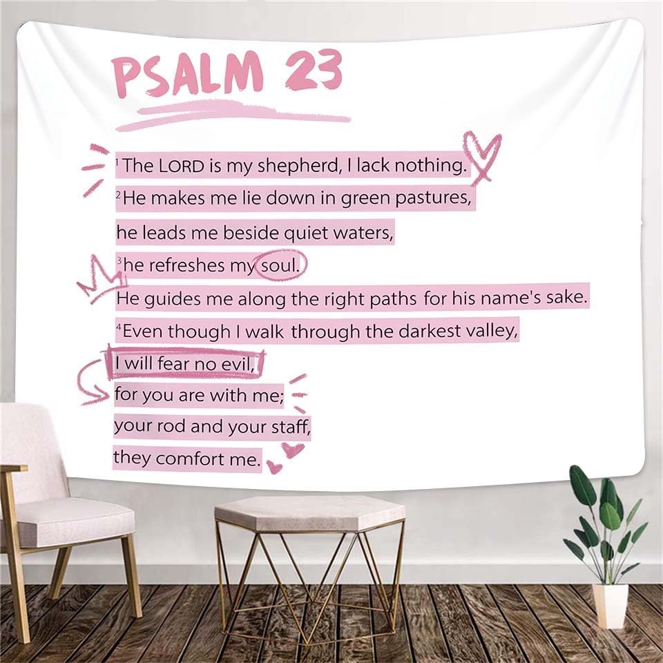 Pink Christian Tapestry Aesthetic Bible Verses Tapestries Wall Hanging Pink Wall Art for Teen Girls & Women Wall Tapestry for Bedroom Dorm Decor for