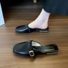 2025 весна и лето новые туфли-мюли из мягкой кожи с мелким вырезом, универсальные, туфли Мэри Джейн, одинарные туфли, французский носок, полушлепанцы, женская уличная обувь