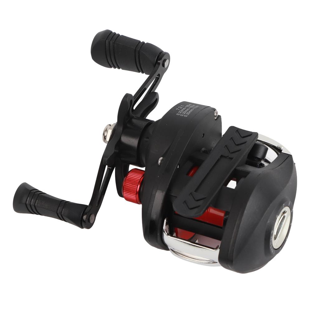 8КГ Мультипликаторная катушка Двойные герметичные подшипники Рыболовная катушка с магнитной тормозной системой Черно-красная LK201 Пластиковая шпуля с юбкой