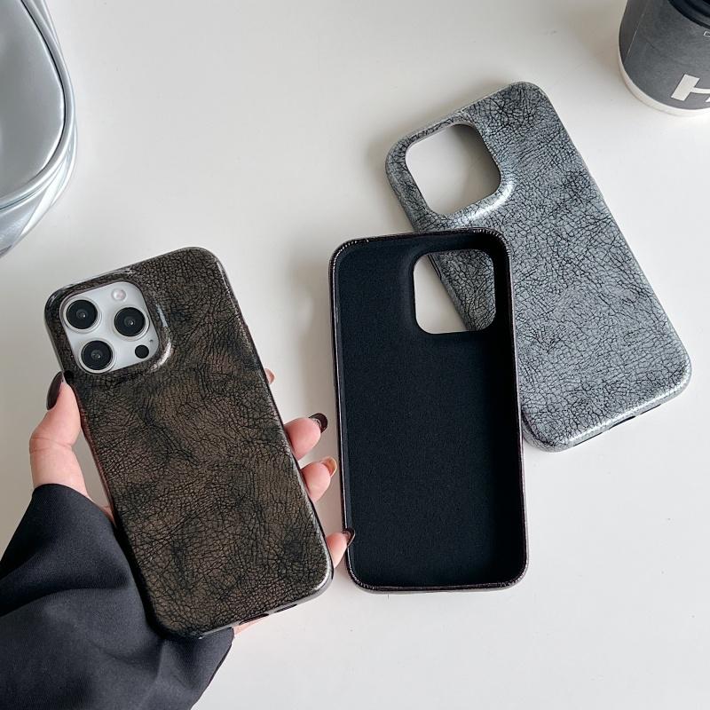 Глянцевый кожаный текстурный бампер для телефона для iPhone 16 Plus 15 14 13 12 11 Pro Max Бронированная противоударная защита Гладкая жесткая крышка