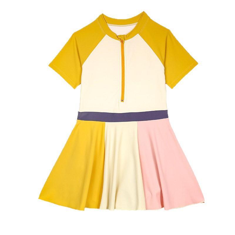Girls One Piece Swimsuit With Skirt And Goggles Set Summer Beach Spring Swimwear For Big Kids