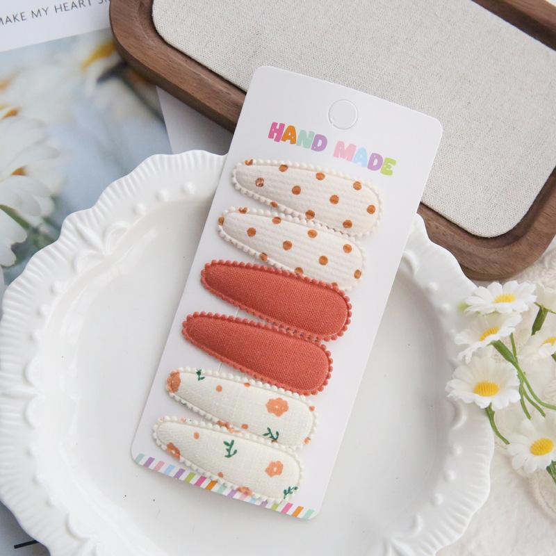 6 шт./набор Милый цветочный хлопковый набор заколок для волос Клетчатые тканевые банты для девочек, младенцев, детей Аксессуары для волос Завершающие челку Детские головные уборы