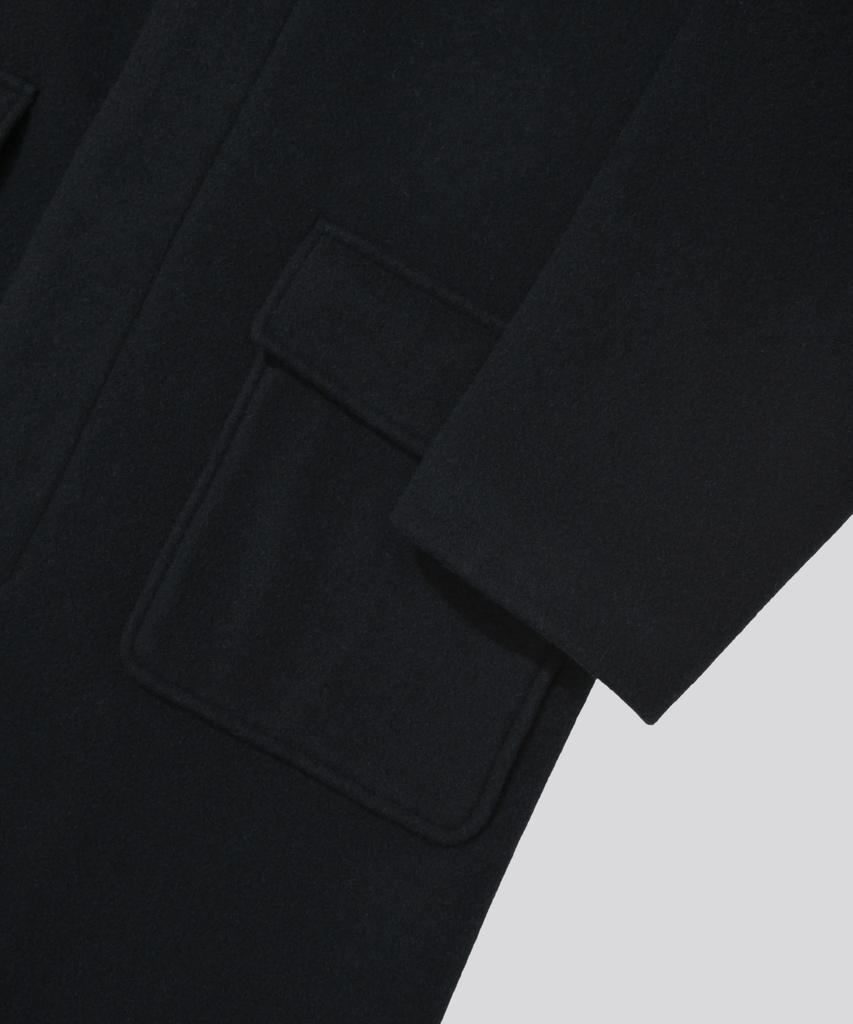 KIIMUIR [Drape Wool] Cashmere Blend Semi-Overfit Balmacaan Coat_Navy