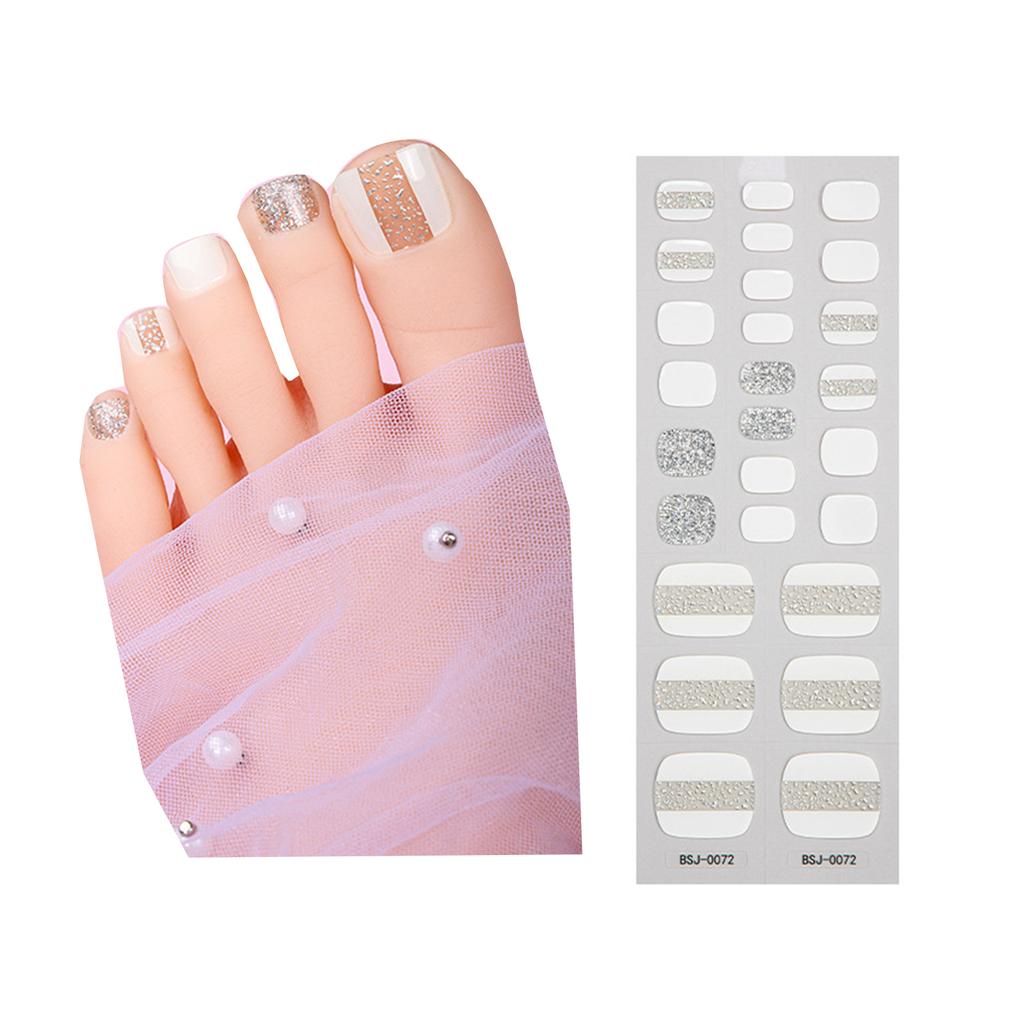 Sparkles Toenail Polish Strips Semi Cured Gel Toenail Strips Toenail Stickers Full Nail Wraps Pedicure Gel Nail Stickers