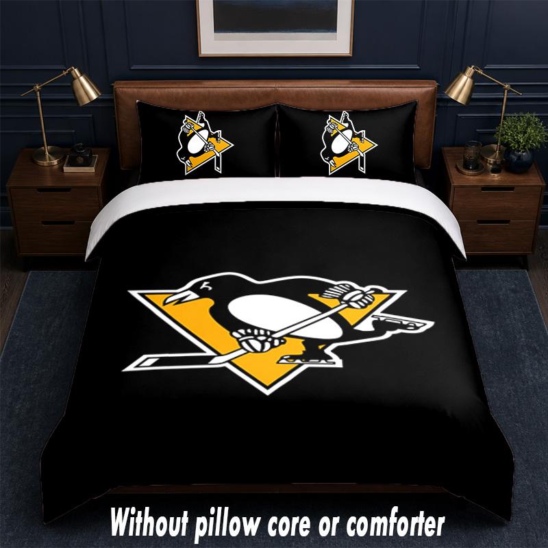 Дизайн Pittsburgh Penguins Постельное белье Комплект 1 пододеяльник + 2 наволочки Мягкое дышащее домашнее постельное белье
