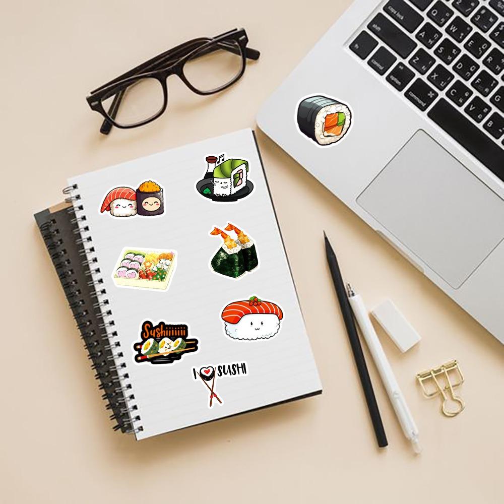 50 Sheets Cute Cartoon Sushi Decorative Stickers Laptop Kpop Toploader Photocard Sticker Book Gift School Stationery