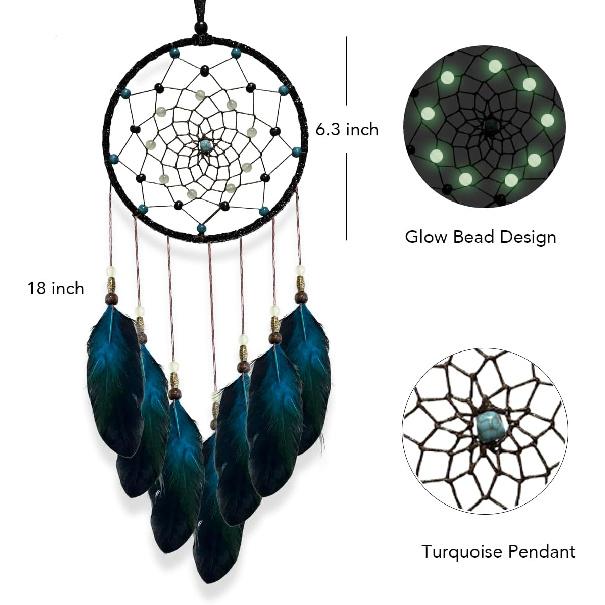 Dream Catcher for Boys Blue Dreamcatcher for Bedroom Handmade Feather Hanging Decoration Ornament Birthday Festival Craft Gift