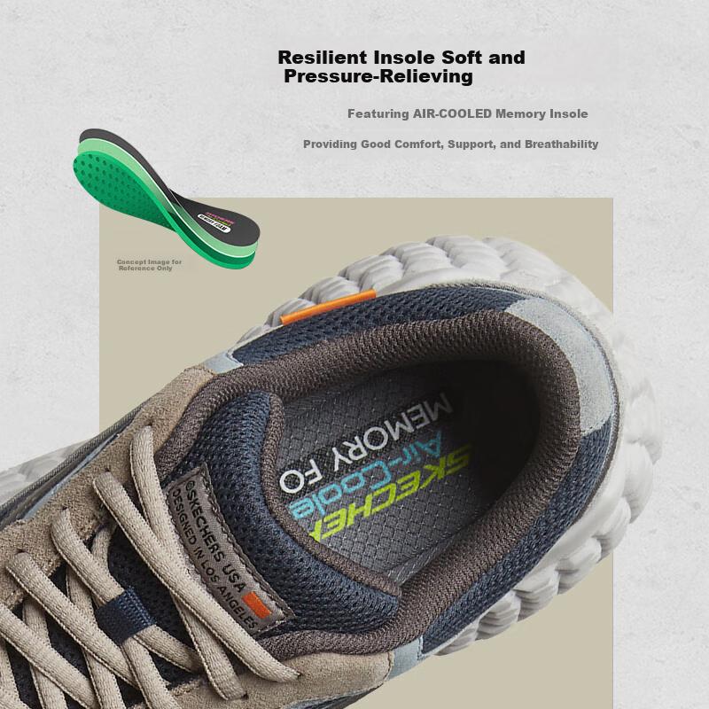 Skechers Мужская обувь, Спортивно-повседневная обувь, Мужские кроссовки на толстой подошве, Городские, Для активного отдыха, Ретро, Маленький монстр, TNV Коричнево-синие, Размер 41.5