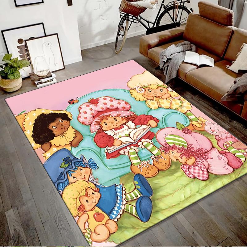 1pc Strawberry Princess4 Design Printed Area Rug Carpet for Bedroom Living Room Home Decor Rugs Mat Non Slip Mat Rug for Bedside
