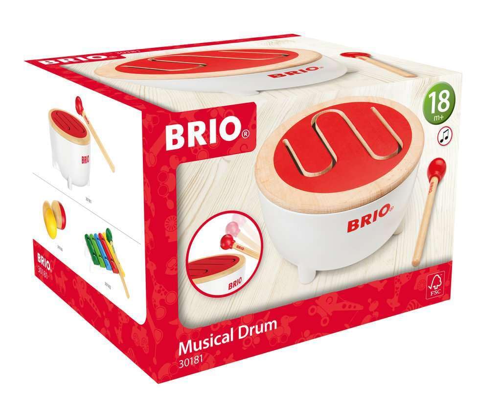 BRIO Drum 30181, for ages 18 months and up. [Toy, Wooden Toy, Gift (Birthday/Christmas)]