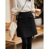 Black Thin Glittering Small Fragrance Skirt High Waist A-line Short Skirt New Style