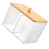 Sturdy Wood Lid Qtip Holder Storage Container Convenient for Bathroom Cotton Covers Swabs Pad and Hair Bands Organizers