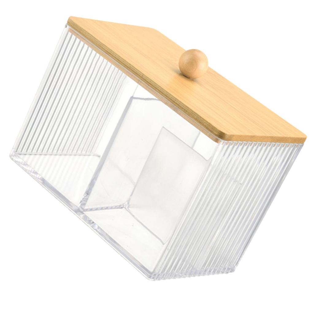 Sturdy Wood Lid Qtip Holder Storage Container Convenient for Bathroom Cotton Covers Swabs Pad and Hair Bands Organizers