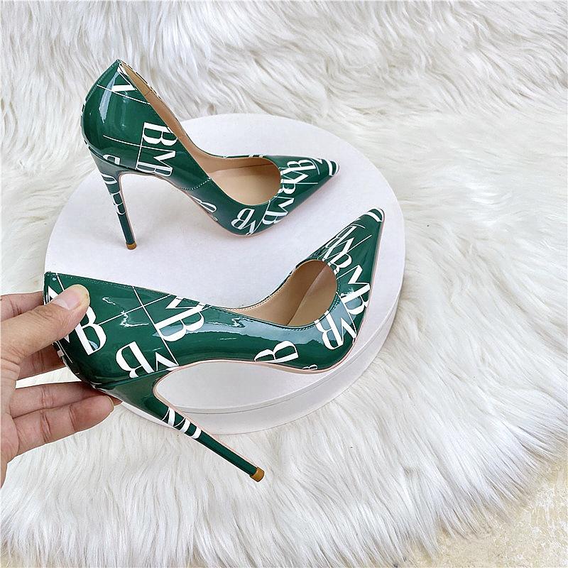 Модные женские туфли-одиночки из лакированной кожи с разноцветными буквами, туфли на высоком каблуке для вечеринок, туфли больших размеров для ночного клуба