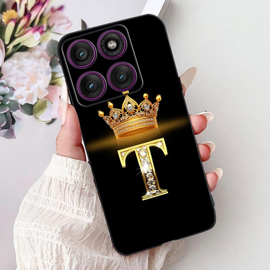 Чехол для Motorola Edge 60 Pro 2025 Роскошные Буквы Короны Мягкий Силикон Черная Крышка Телефона Для Moto Edge 60 Fusion 60s Edge60 Funda