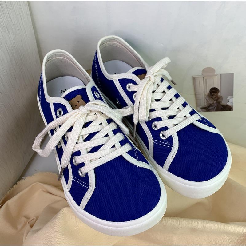 Designer Sneakers Canvas Shoes Women Low Top Sneakers Wide Toe Lace Up Zapatos Shoes 2024 Girls Red Blue Sneakers Girls Tenis