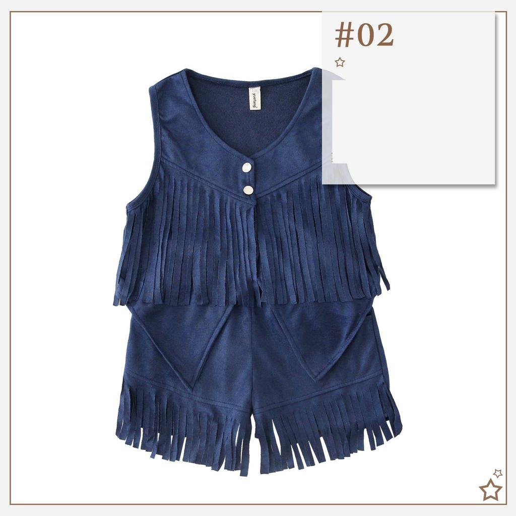 Carnival Girl Costume Set, Fringed Deer Fur Vest, Western Hippie Shorts, Ethnic Performance Wear