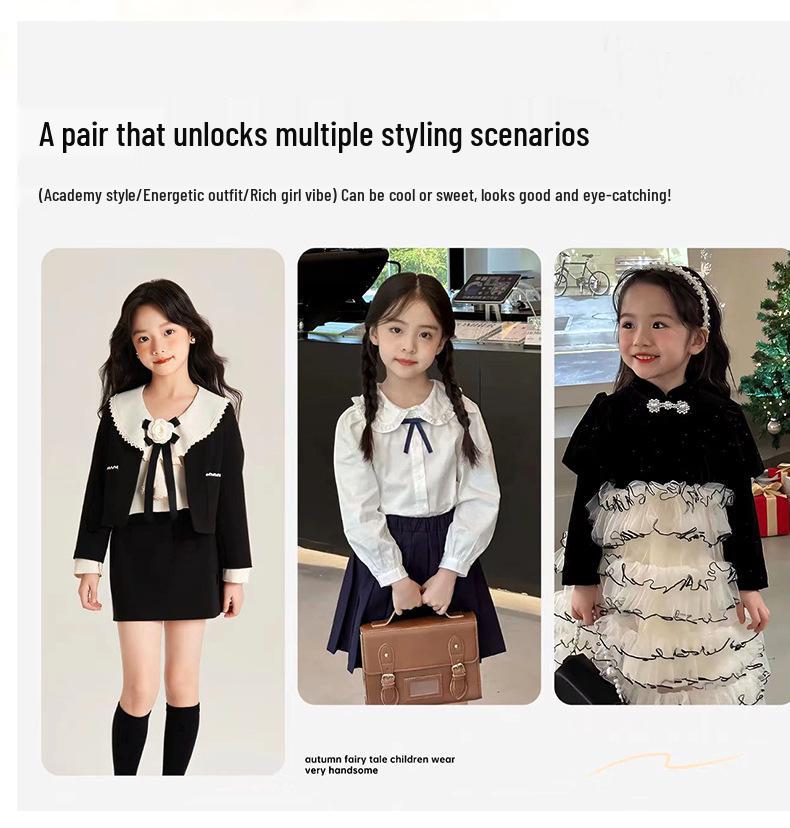 Spot Goods Kids' Princess Leather Shoes - Spring/Autumn 2025, Black Primary School Performance Shoes, Soft Leather and Sole.