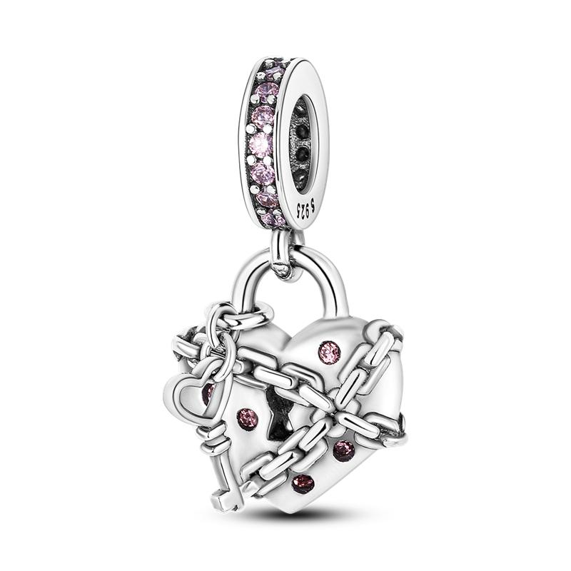 Charms 925 Silver Pink Series Perfume Bead Pendant Jewelry Fit Original 925 Bracelet Plata For Women DIY Party