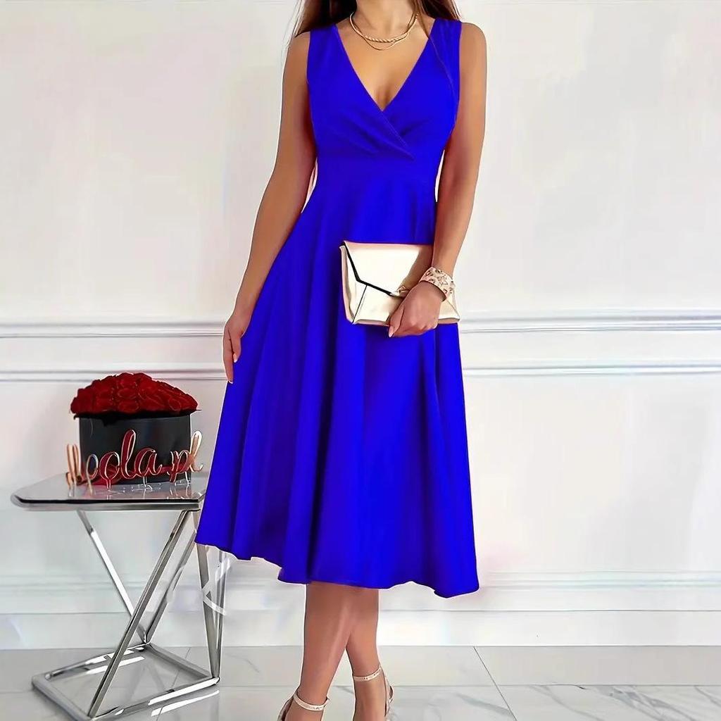 2025 Sleeveless V-Neck Vest Fashion Casual Evening Dress