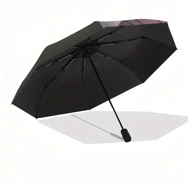 8-Rib Reinforced Automatic Open/Close Vinyl Record Umbrella - Lightweight Durable Compact Folding Beach Umbrella with Vibrant