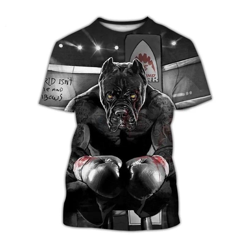 Футболка с 3D принтом «Боксерская собака», повседневная модная мужская футболка с коротким рукавом, забавная футболка с изображением Мопса Шиба-ину, милые детские футболки с круглым вырезом