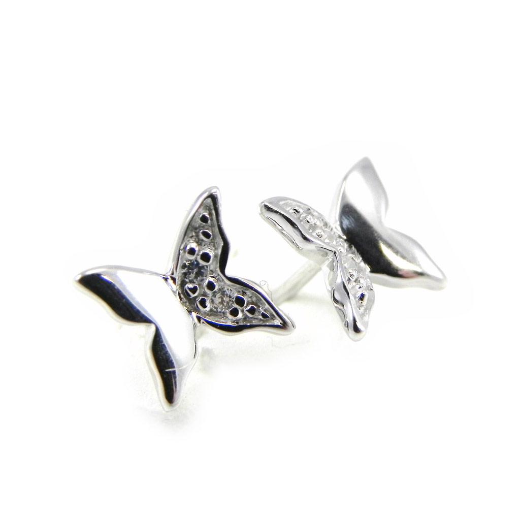 Altesse [G2282] - Серьги серебряные 'Papillon Lumière' Серебро белое (родиевое покрытие) - 7x8 мм