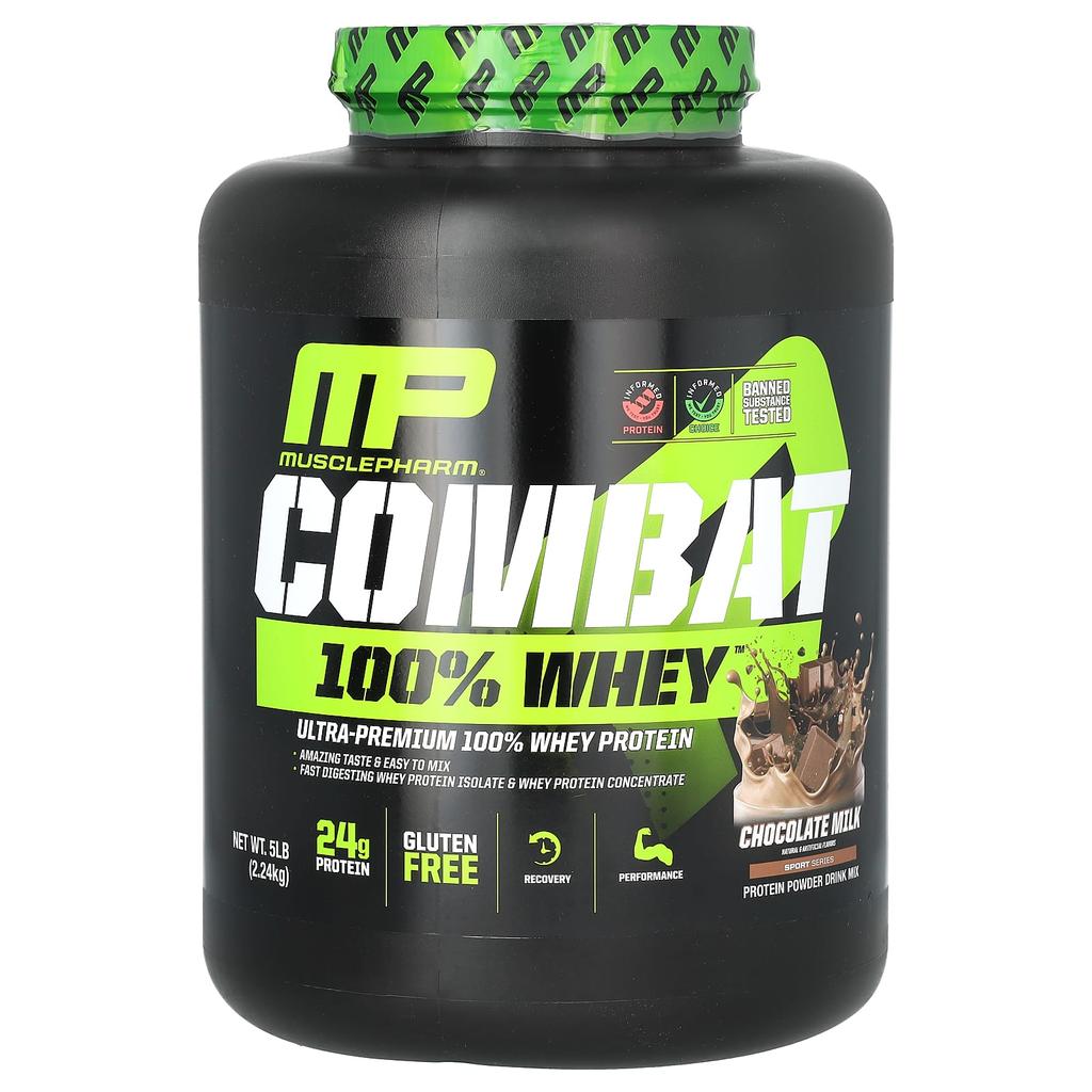 MusclePharm, Combat 100% Whey Protein, Chocolate Milk, 5 lbs (2.24 kg)