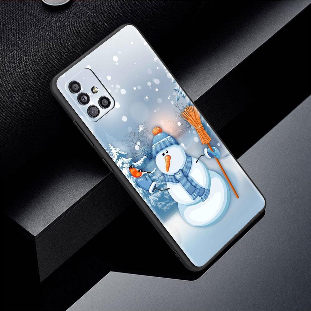 Рождественский чехол со снеговиком из мультфильма для Samsung Galaxy A52 A12 A51 A53 A33 A71 A32 A31 A21 A01 A11 A22, черный чехол из ТПУ для телефона