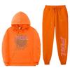 Pink 555555 Print Unisex Hoodie Set Casual Sportswear Couples Lightweight Warm Fleece Lined