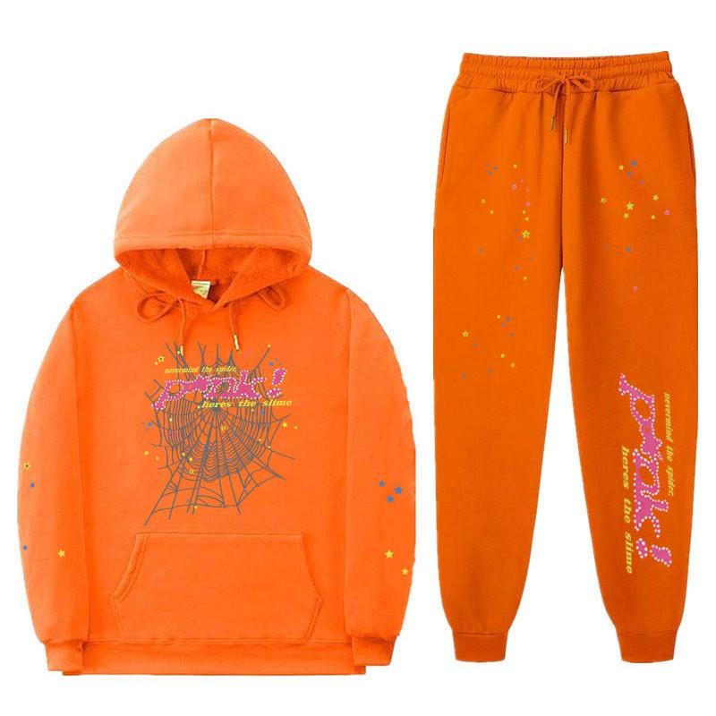 Pink 555555 Print Unisex Hoodie Set Casual Sportswear Couples Lightweight Warm Fleece Lined