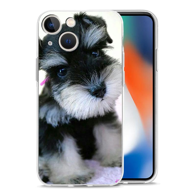 Cartoon Schnauzer Dog Phone Case For iPhone 11 Cases iPhone 15 12 13 14 16 Pro Max X XR XS 14 15 Plus 16Pro iPhone16 Clear Cover