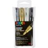 Set of 4 Markers - POSCA - PC1MC - Permanent - Extra-Fine Tip - Black, White, Silver, Gold