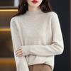 Шерстяной свитер с полувысоким вырезом для женщин осенью и зимой, новый свободный топ с длинными рукавами и нижним свитером для женщин