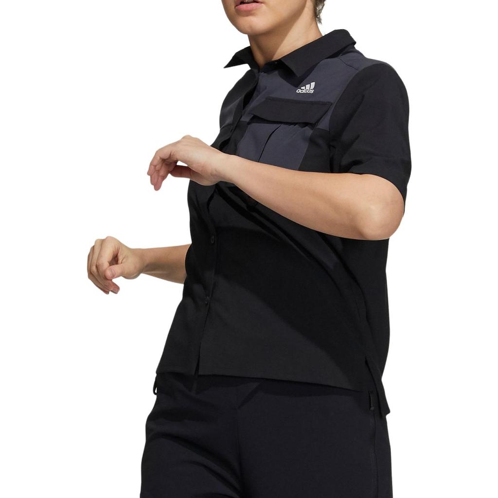 Adidas Спортивная повседневная рубашка с коротким рукавом Color Block, женская рубашка, черная, серая, H13816
