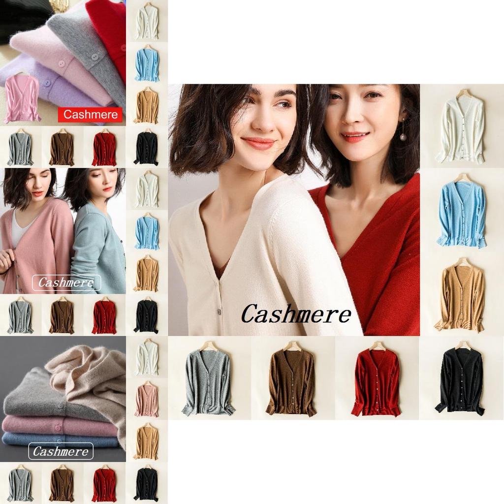 Luxurious Ladies Knitted V-neck Cashmere Sweater Cardigan With Long Sleeves And Soft Material