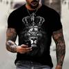 Lion T-Shirt Tiger Men's T-Shirt Fashion Summer Crown Print Animal King of the Forest Graphic 3d Print T-Shirt Oversized Top