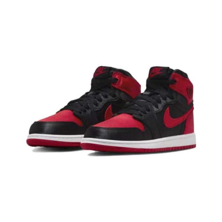 Детские кроссовки Air Jordan 1 Retro High OG PS Satin Bred 2023 Черный Университет-Красный Белый FD5304-061