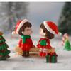 1 Pair Mini Christmas Couple Figurine Doll Garden Decor Ornament Kid Toy Miniature Landscape Ornaments People Statue Resin Craft