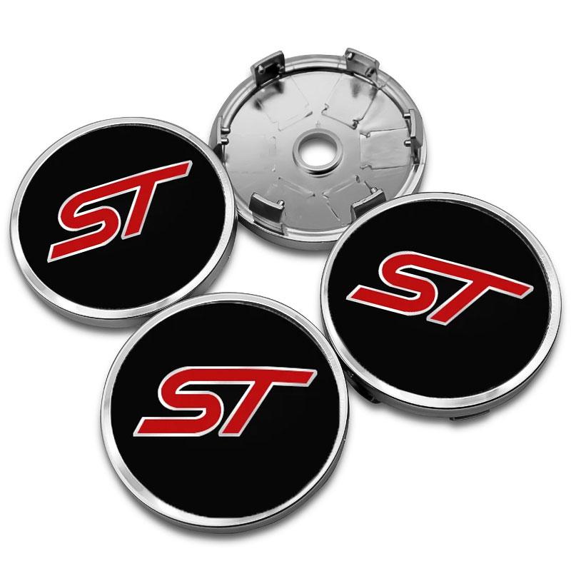4pcs 56+60mm ST Logo Car Wheel Center Hub Caps Emblem Badge Covers Sticker For FORD Focus Kuga Explorer Mondeo dd8 Everest S-MAX