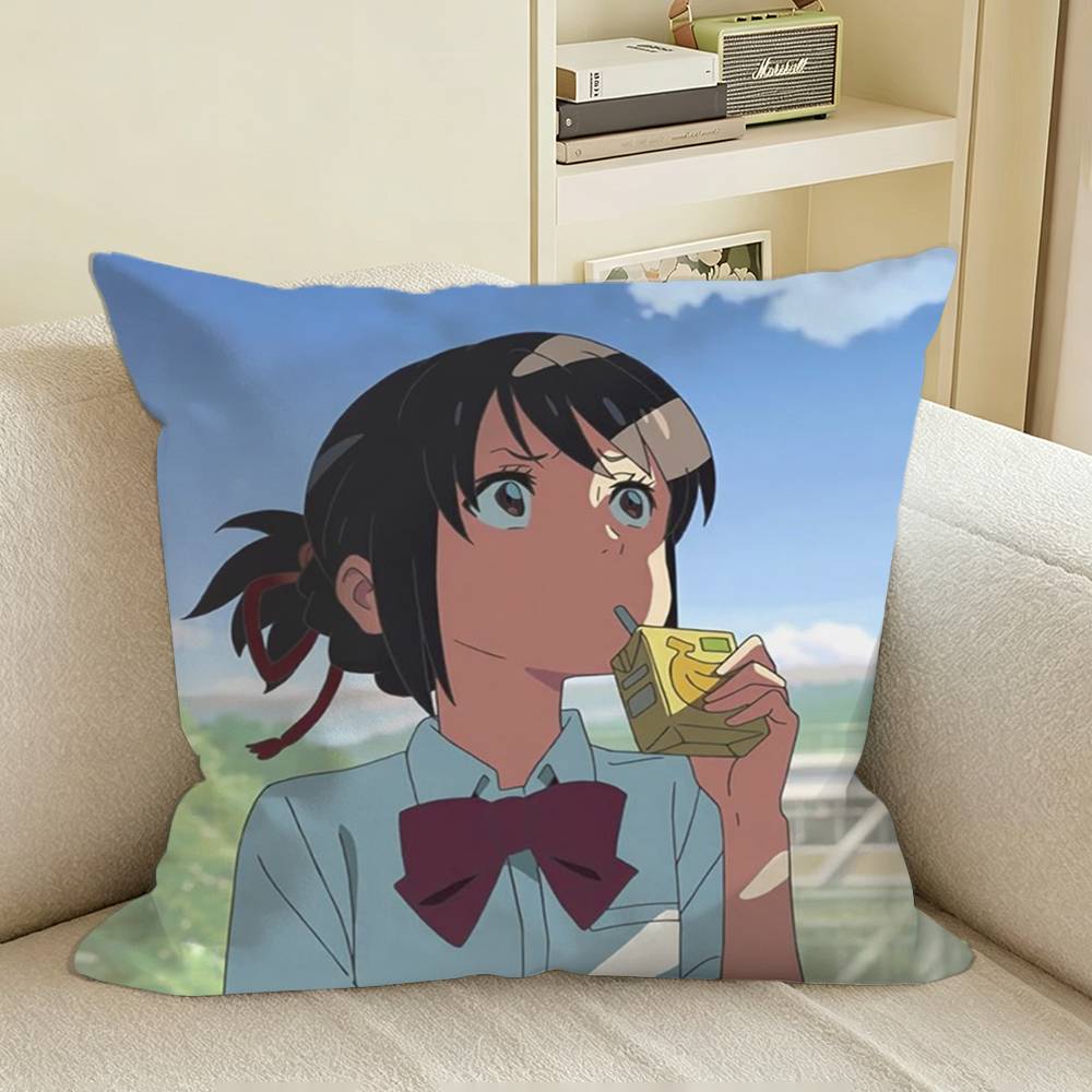 Your Name Anime Kimi no Nawa Square Sofa Pillow Cover Solid Color Living Room Home Decor Cushion Case