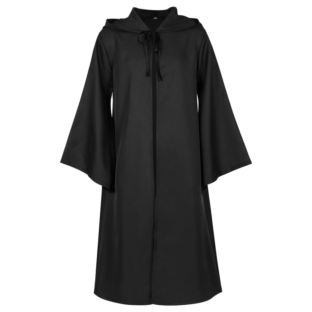 Halloween Cos Robe Cape Cos Costume Party Long Cosplay Long Black Robe Dress Outfit