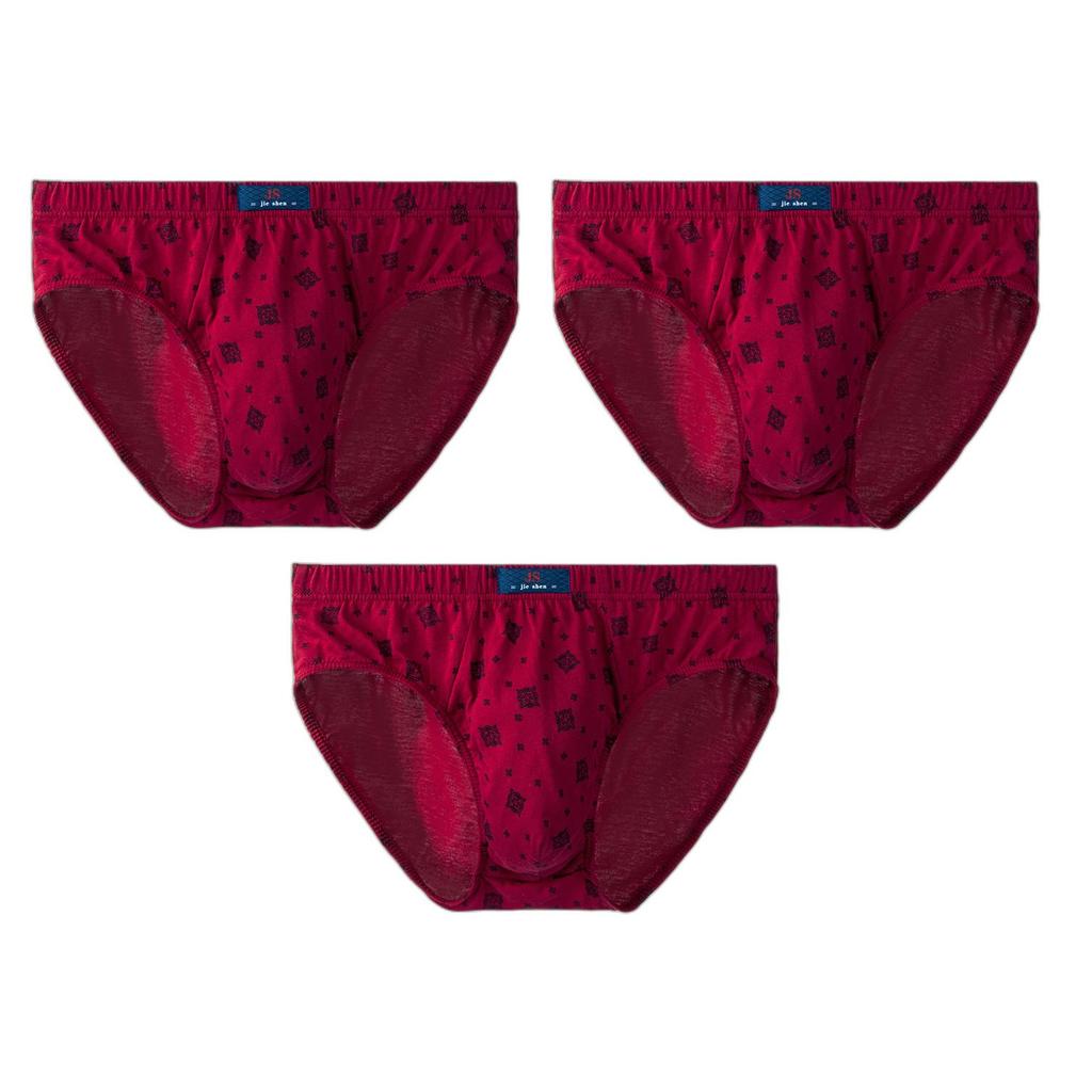 3Pcs Men's Cotton Briefs Knickers Printing Panties Breathable Underwear Youth Comfortable Underpants L XL XXL 3XL 4XL
