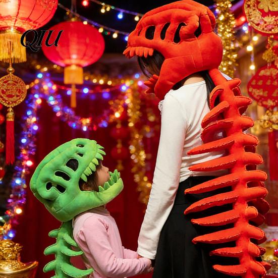 Kids Dinosaur Skeleton Toy Plush Realistic Costume with Flexible Spine Fixation Headgear And Sound Effects Lightweight Headband for Halloween