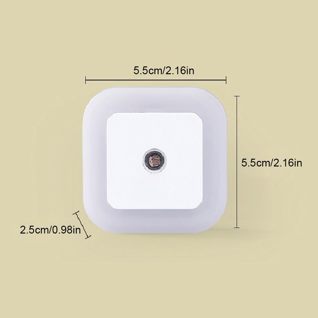 Светодиодный ночник с подключаемым модулем, интеллектуальный датчик заката и рассвета, квадратная форма, управление, ночник для кормления, спальня, лестница, коридор